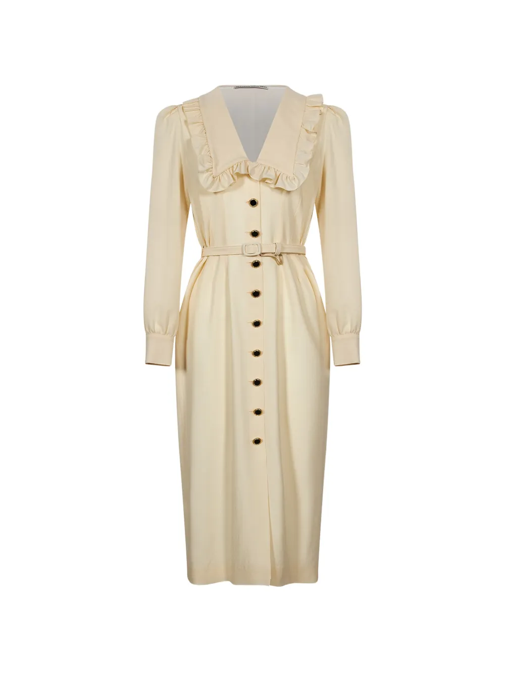 Alessandra Rich ruffled belted midi dress - Bianco
