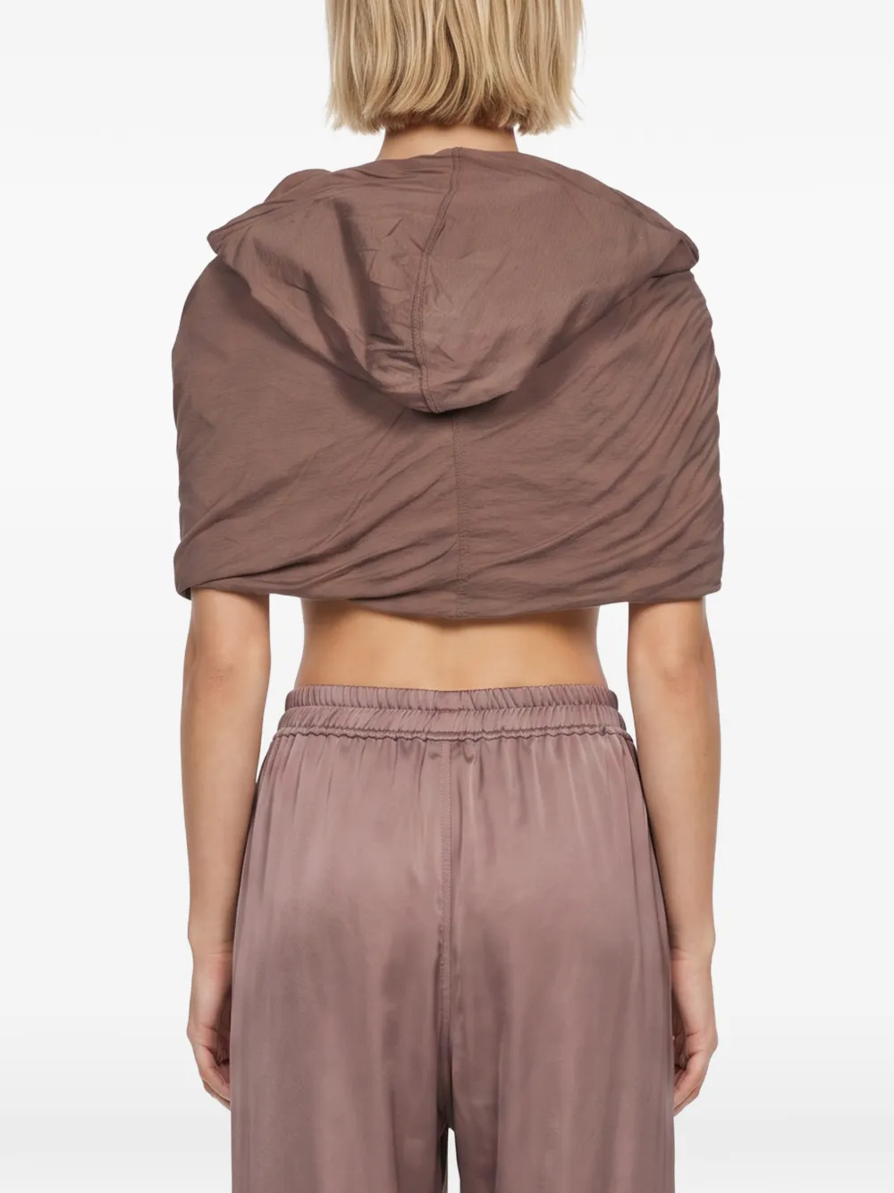 Rick Owens DRKSHDW Gedrapeerde cropped hoodie Bruin