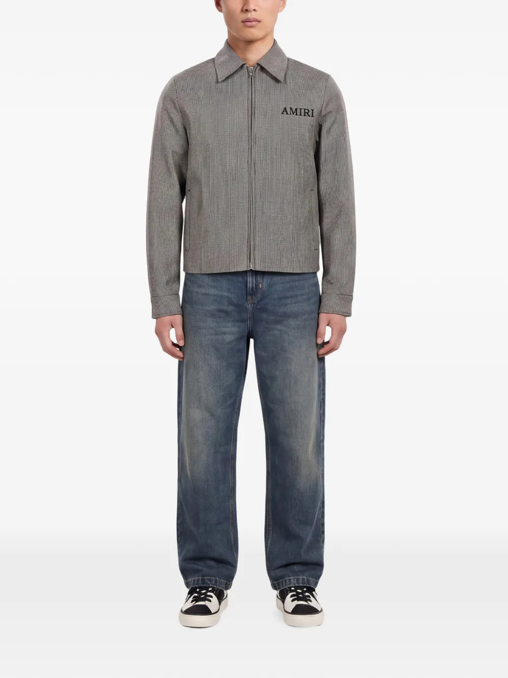Amiri Houndstooth Blouson In Black