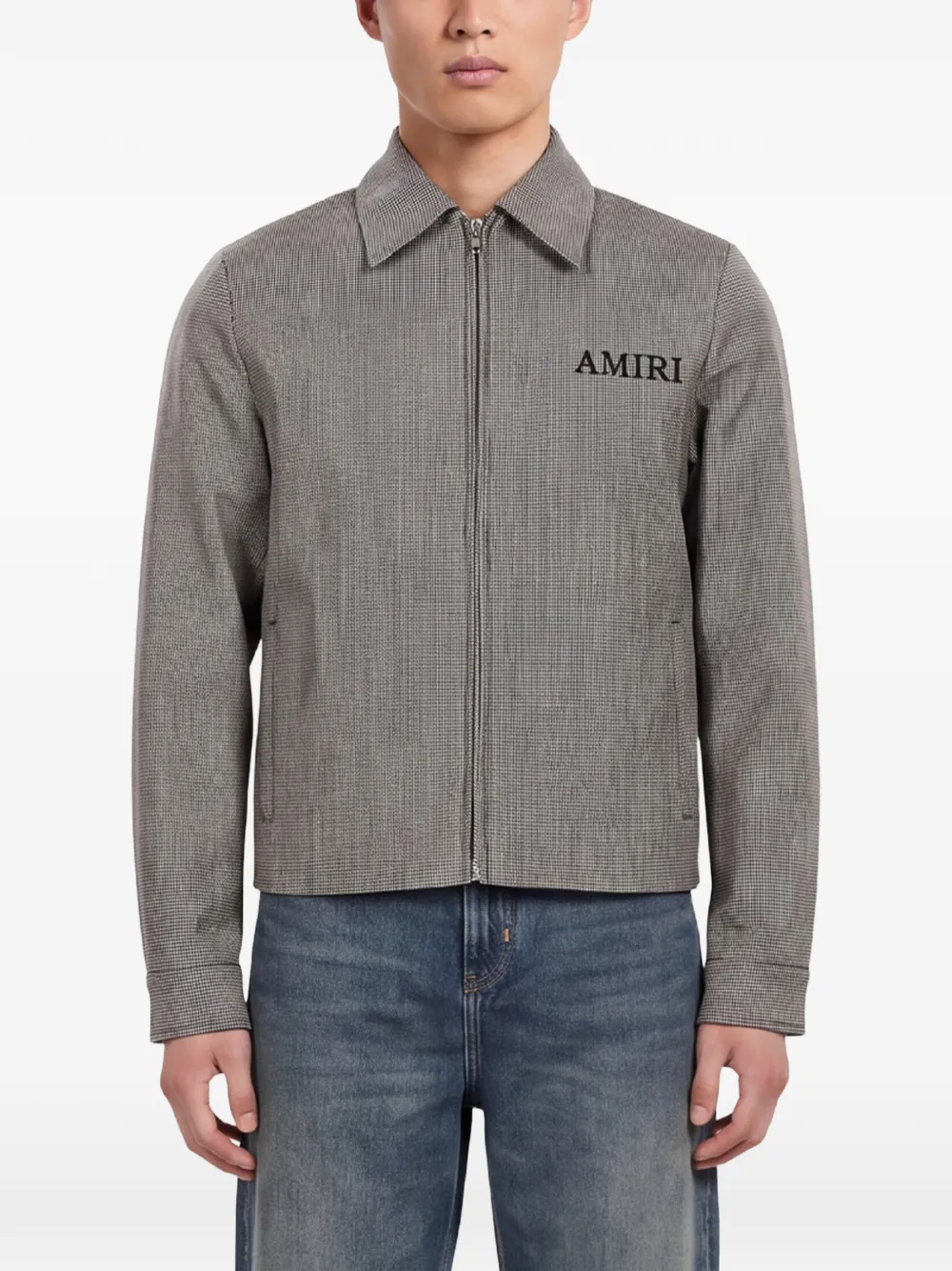 Amiri Houndstooth Blouson In Black