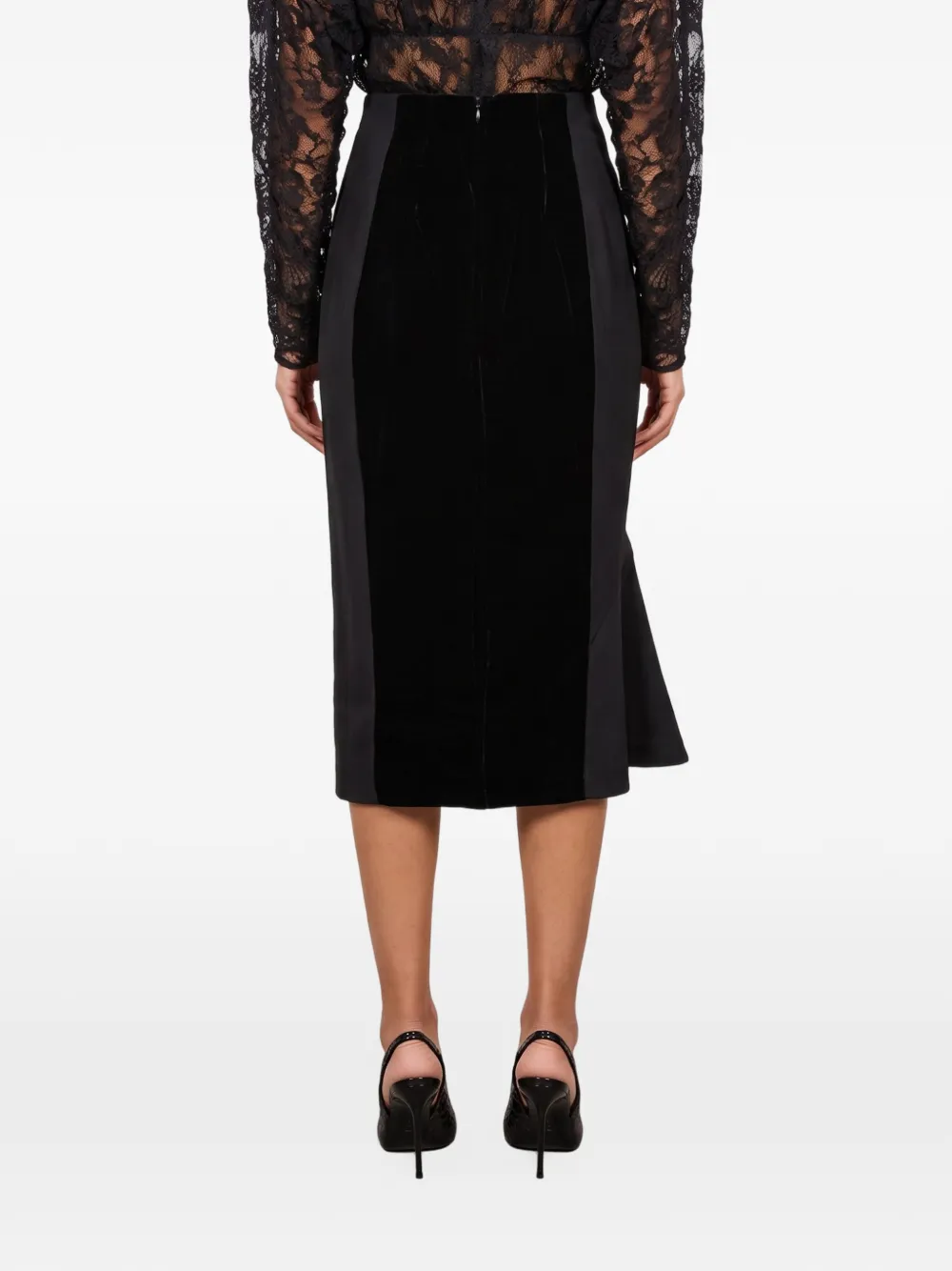 Jacquemus velvet-panelled midi skirt Zwart