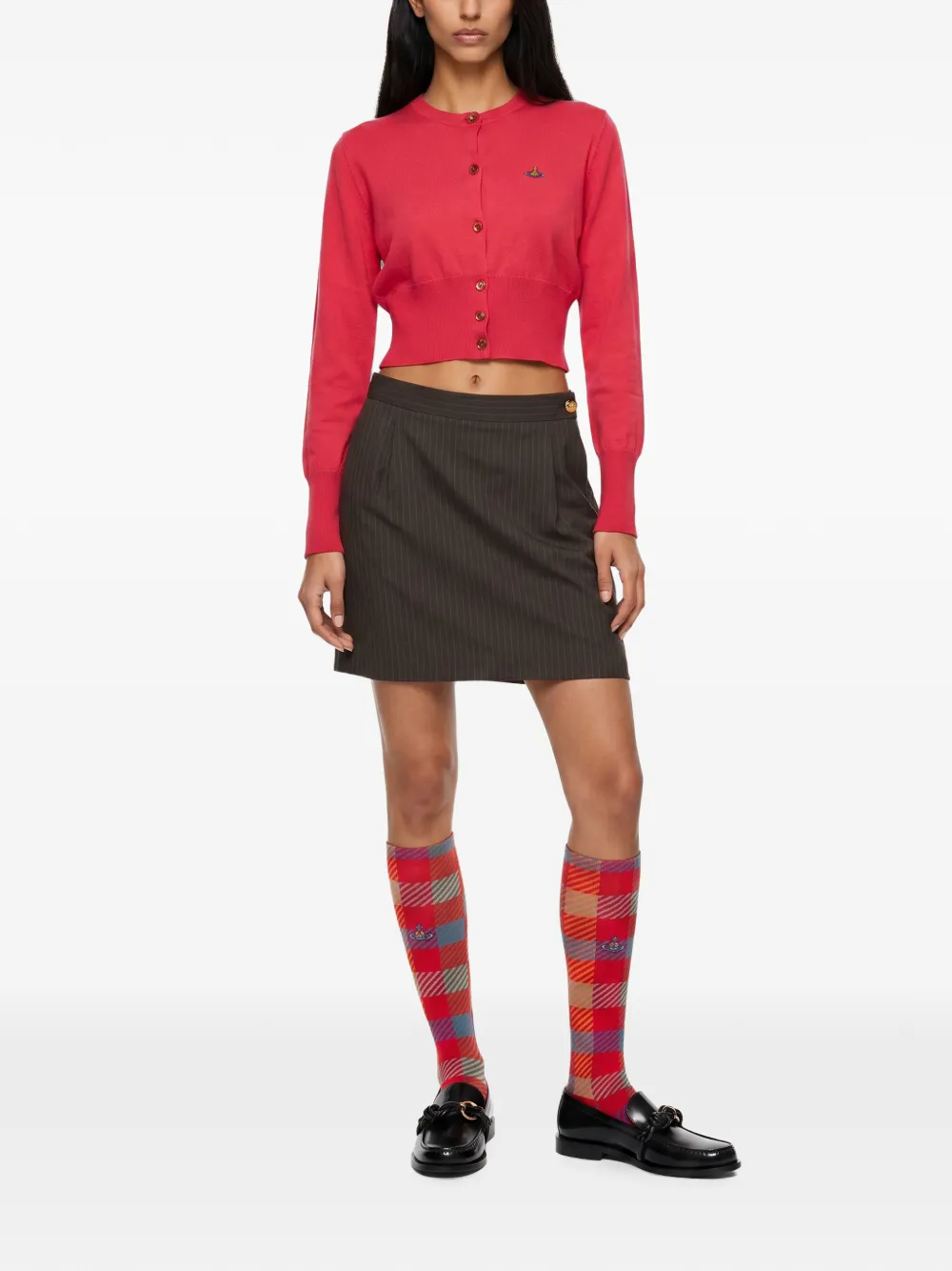 Vivienne Westwood Orb-embroidered cropped cardigan Rood