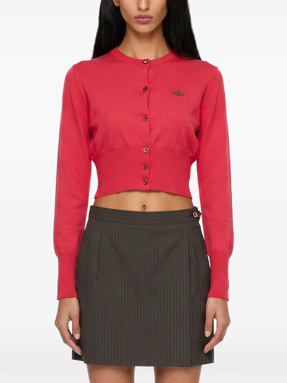 Vivienne Westwood Orb-embroidered cropped cardigan Rood