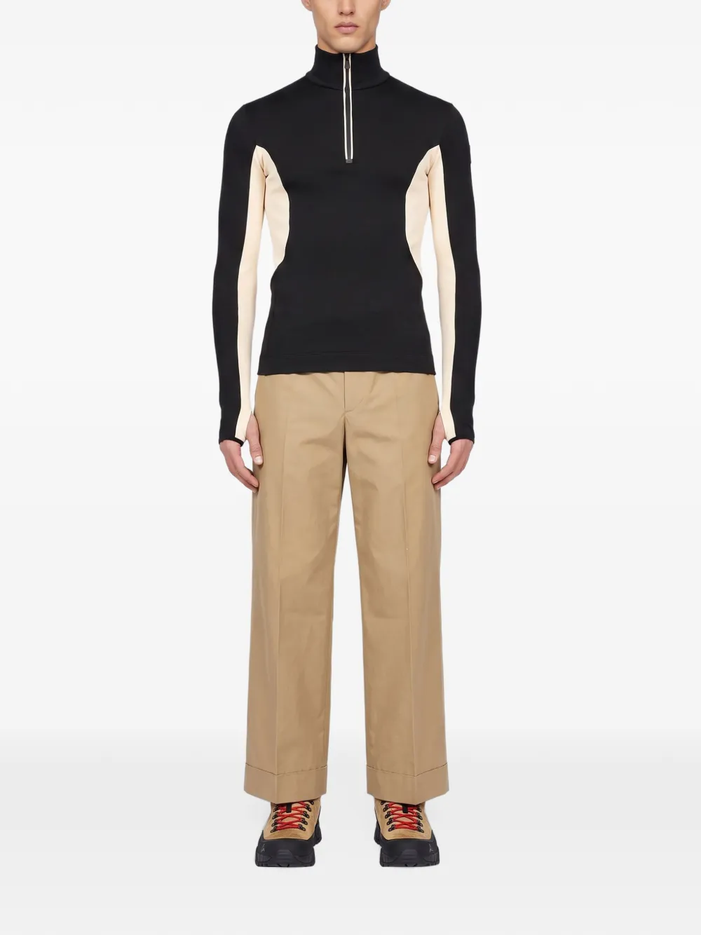 Moncler Grenoble panelled half-zip sweater Zwart