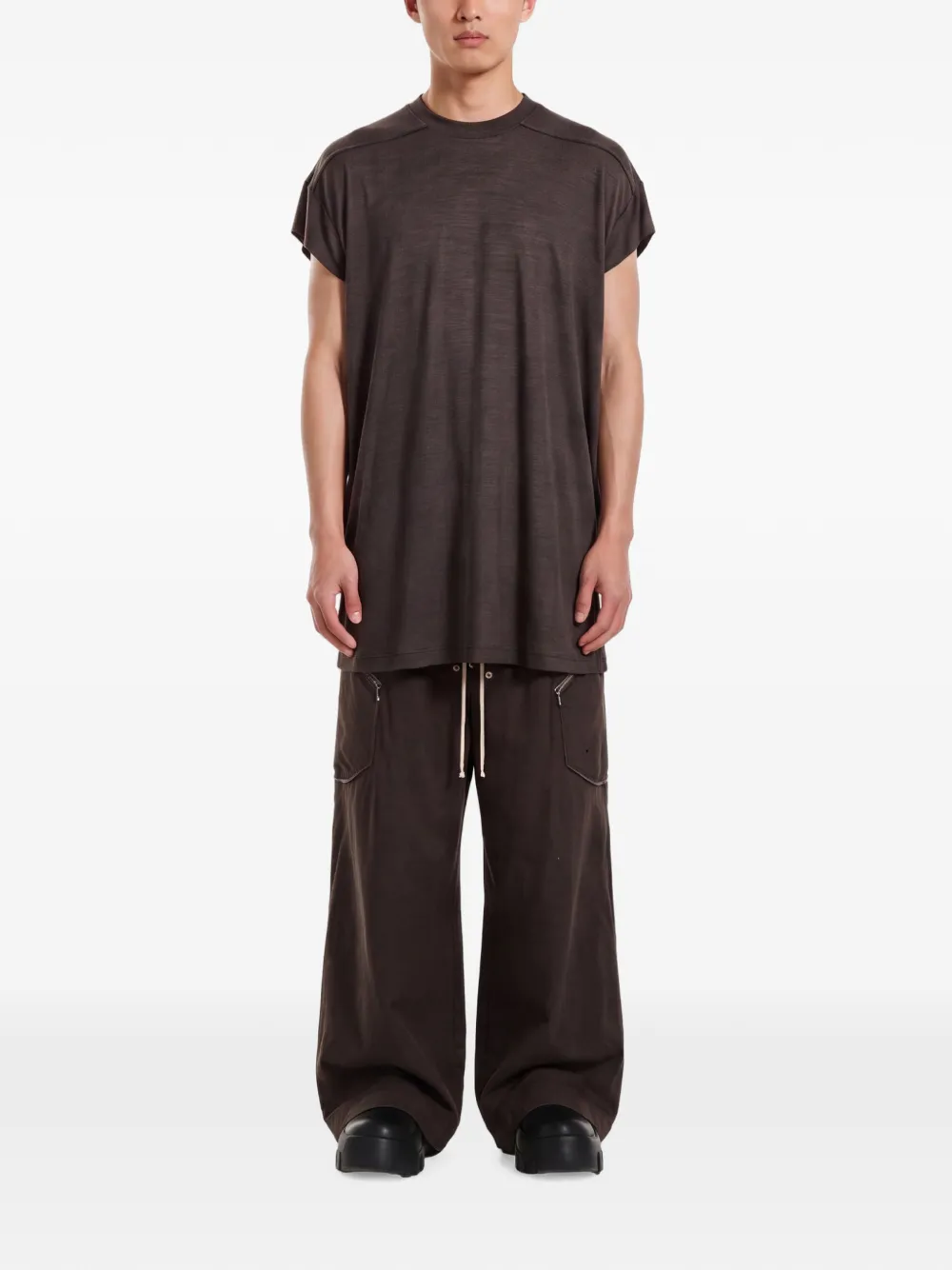 Rick Owens T-shirt met kapmouwen Bruin