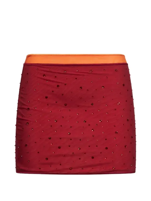 Oséree crystal-embellished semi-sheer mini skirt