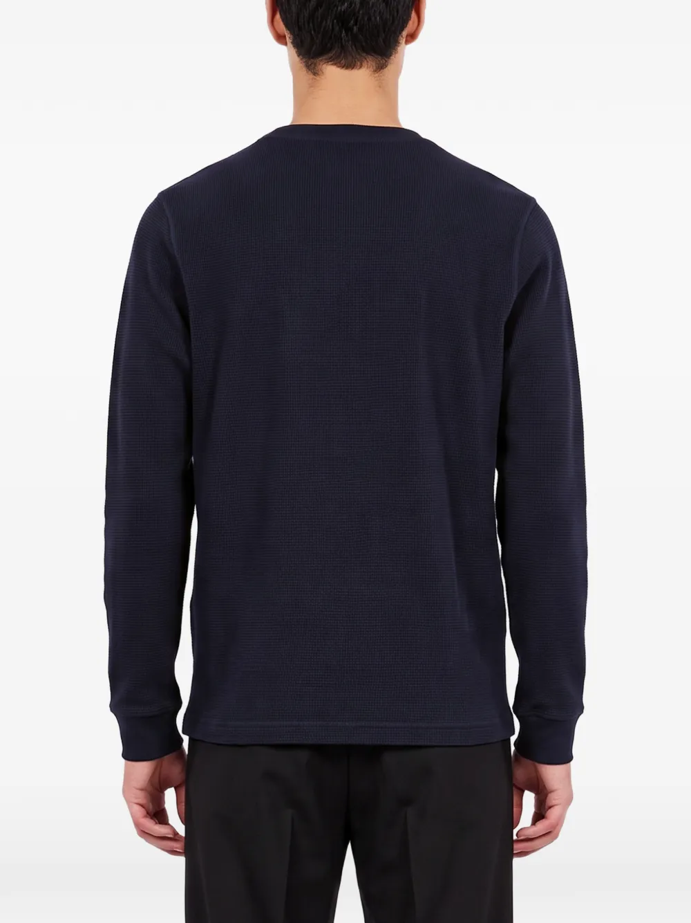 Drôle De Monsieur Wafelgebreid T-shirt met borduurwerk Blauw