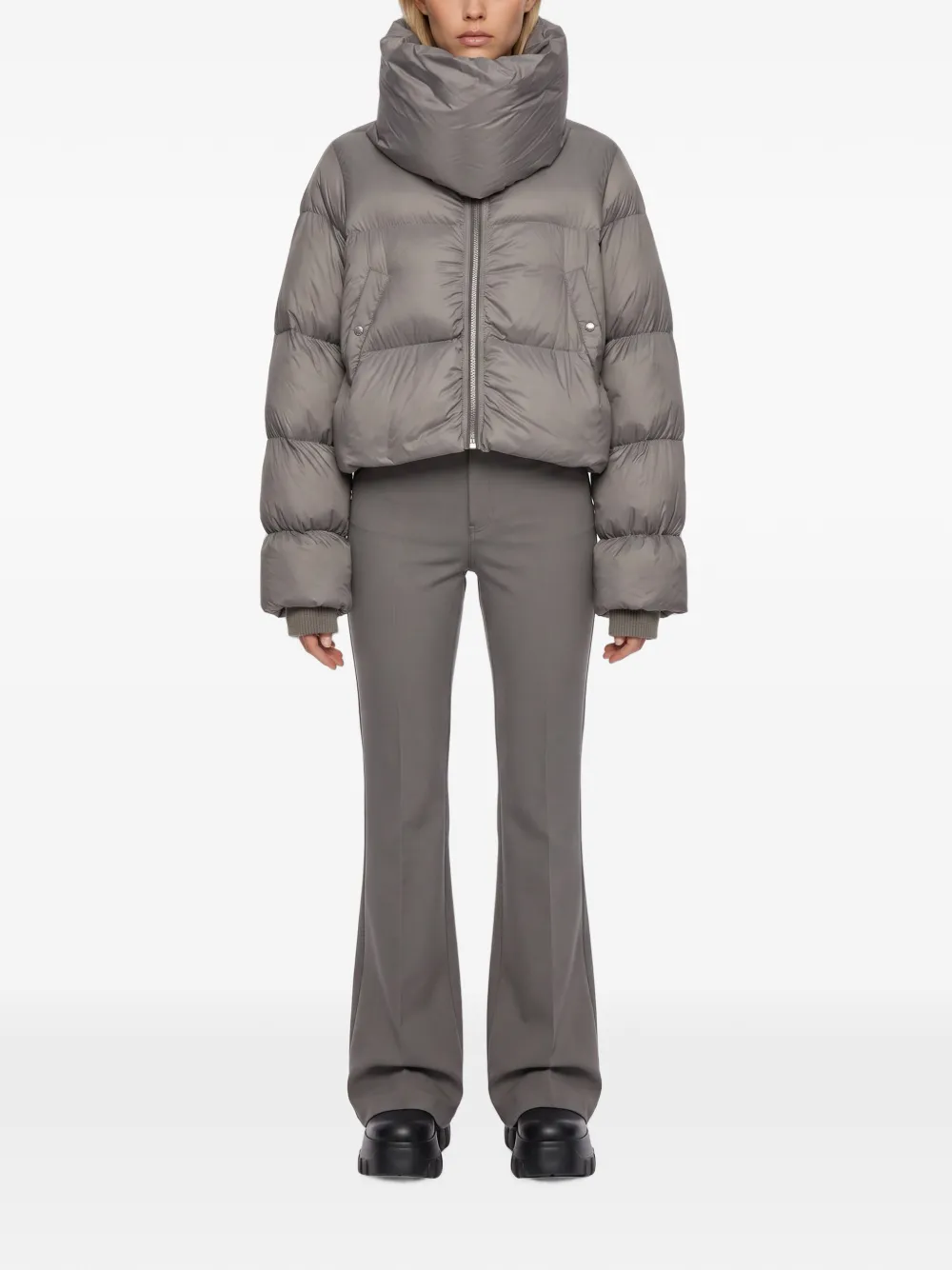 Rick Owens Gewatteerd jack met trechterhals Grijs