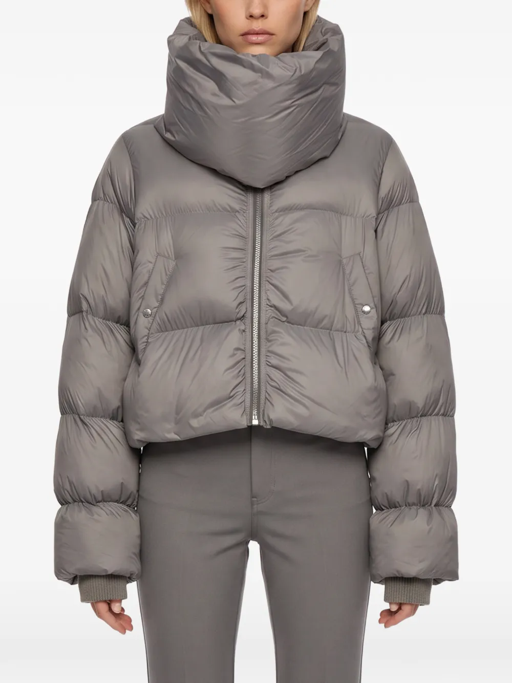Rick Owens Gewatteerd jack met trechterhals Grijs