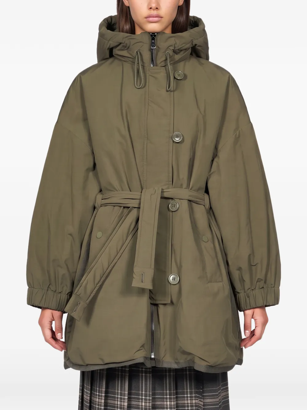 Weekend Max Mara reversible parka in water-repellent plain-weave fabric Groen
