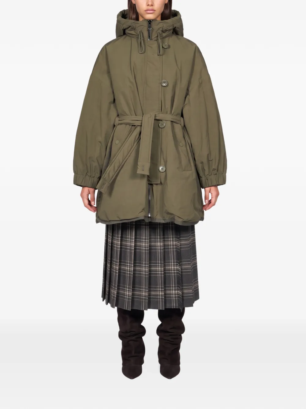 Weekend Max Mara reversible parka in water-repellent plain-weave fabric Groen