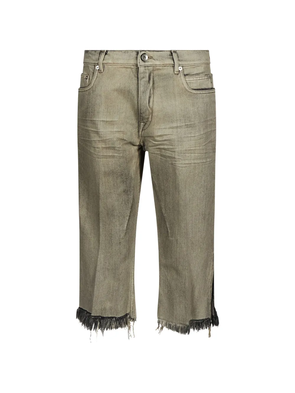 Rick Owens Bolan Cut-Off cropped frayed-edge jeans Grijs