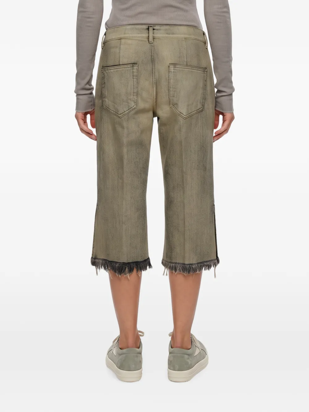 Rick Owens Bolan Cut-Off cropped frayed-edge jeans Grijs