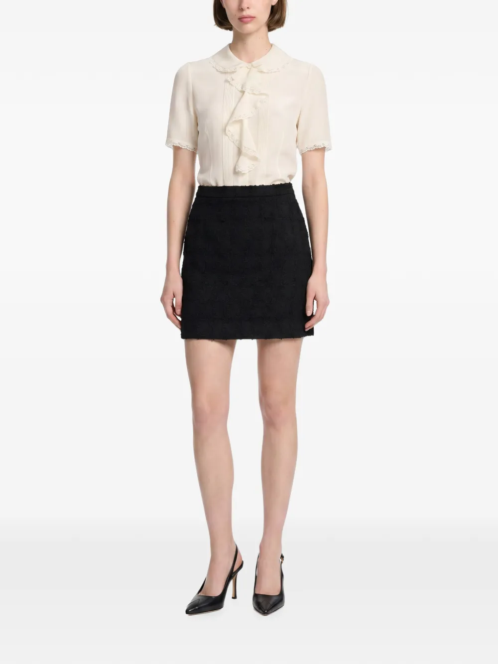 Alessandra Rich Bouclé gebreide mini-rok Zwart