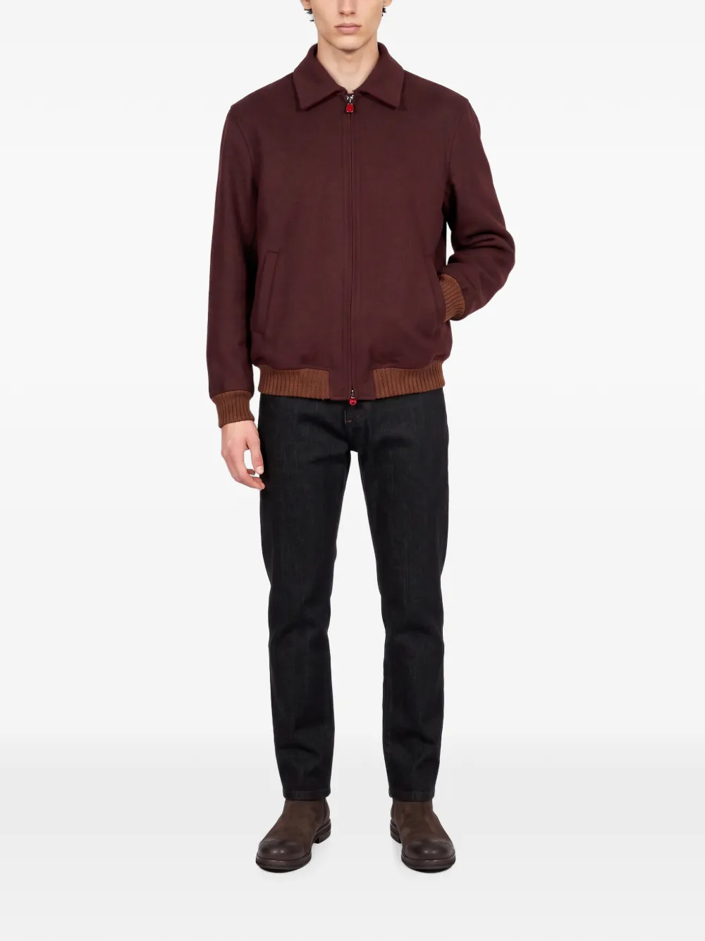 Kiton ribbed-trim zip-up jacket | Bomber Jackets | Image 2