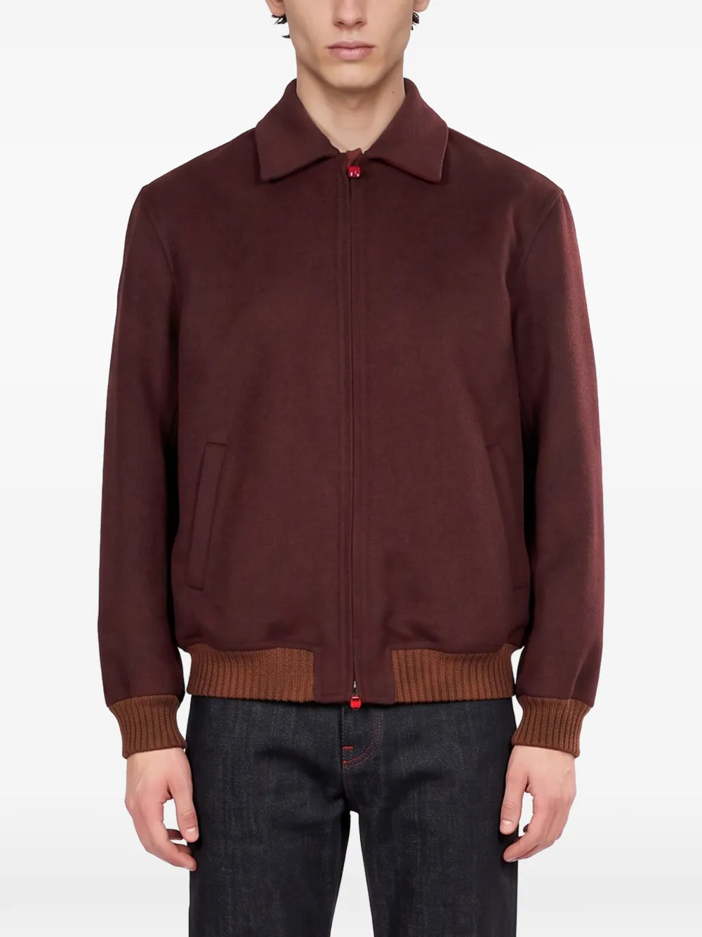 Kiton Jack met geribbelde afwerking en rits Rood