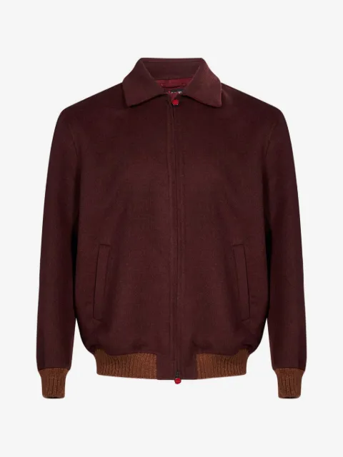 Kiton ribbed-trim zip-up jacket