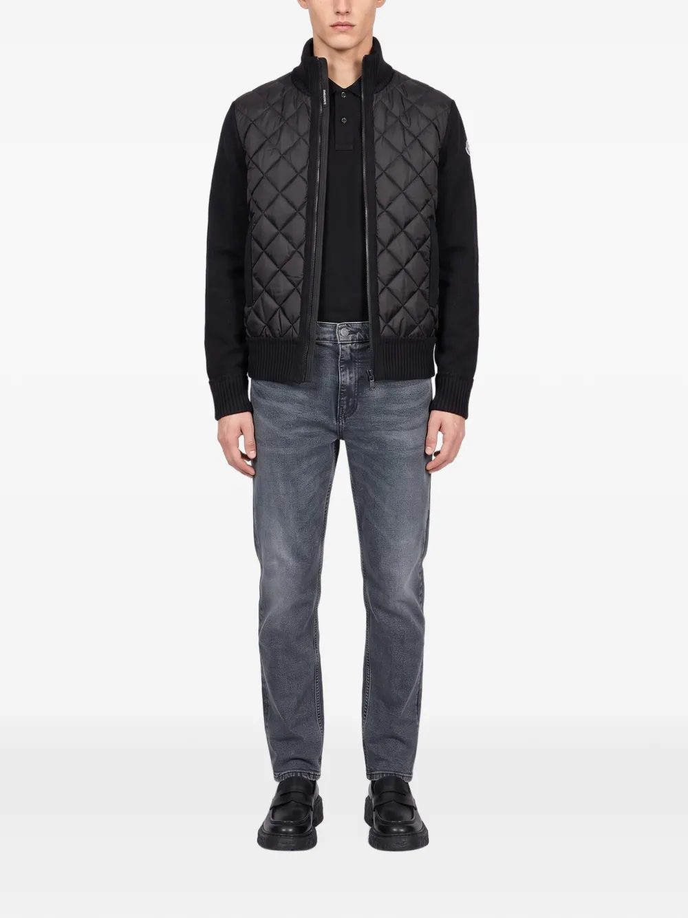Moncler quilted-panel cardigan Zwart