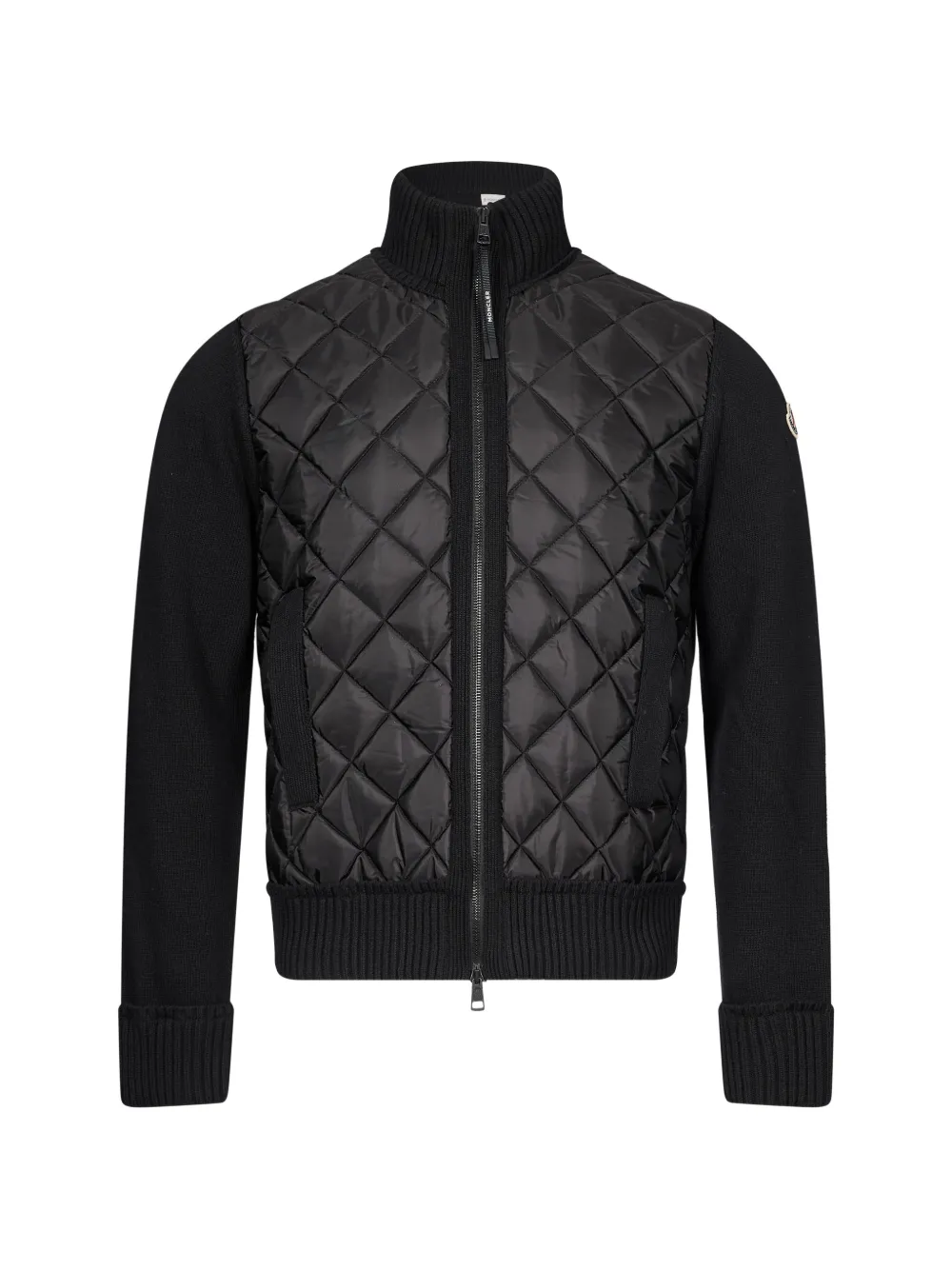 Moncler quilted-panel cardigan Zwart