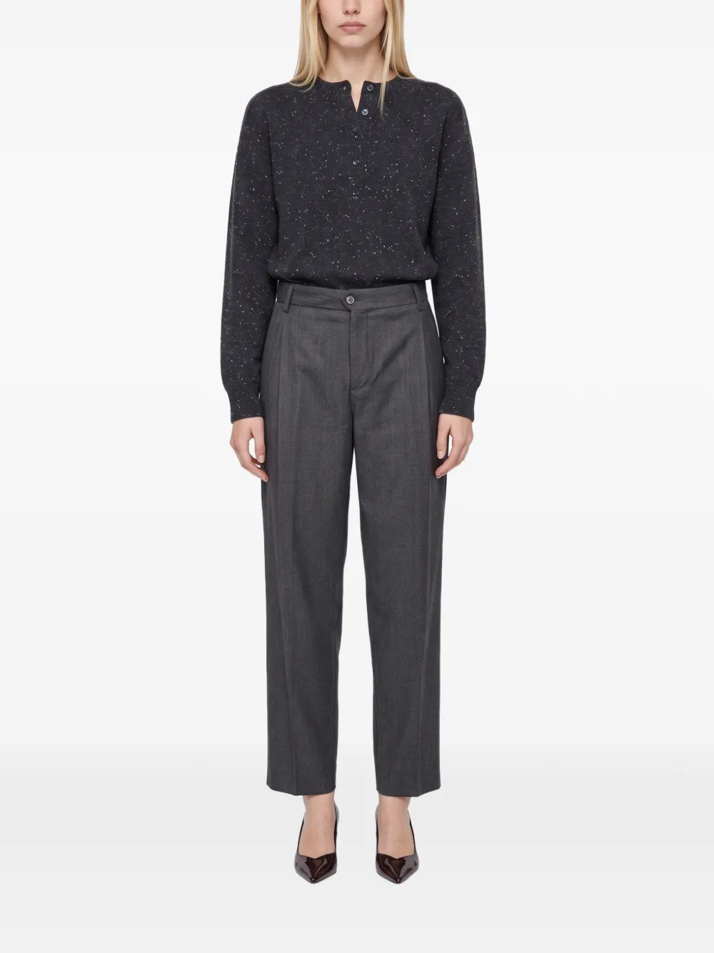 Briglia 1949 pleated straight-leg trousers Grijs