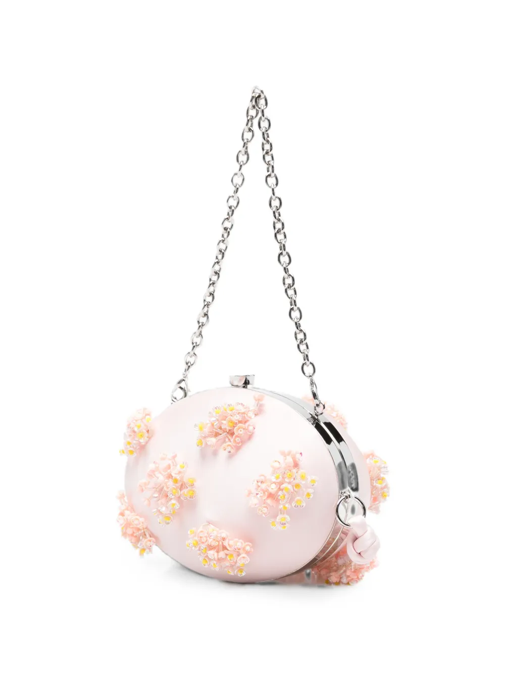 Self-Portrait Satijnen bucket-tas met bloemenapplicatie Roze