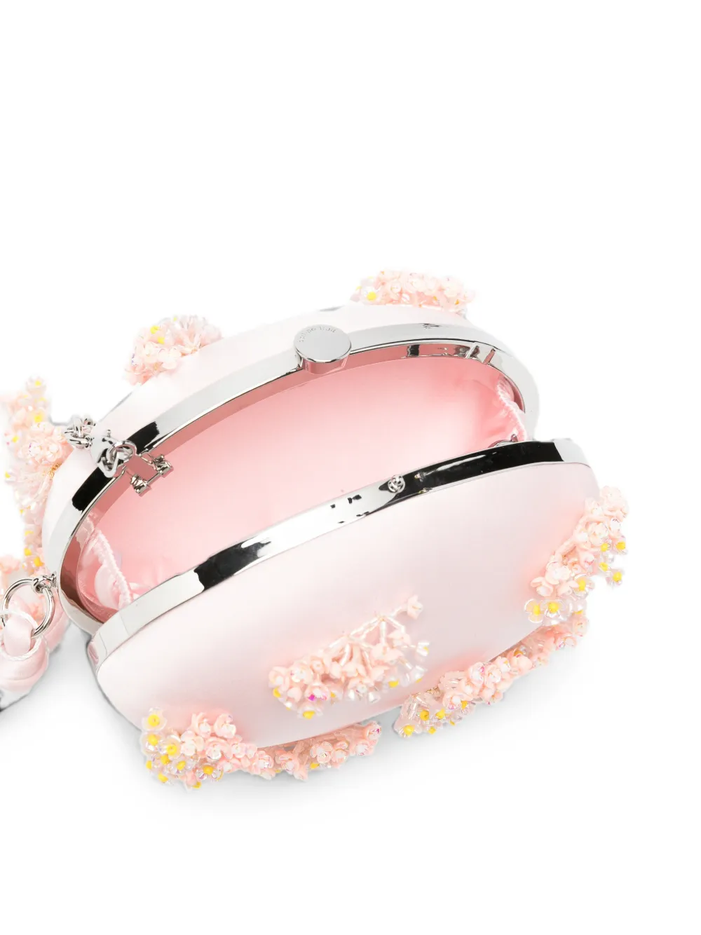 Self-Portrait Satijnen bucket-tas met bloemenapplicatie Roze