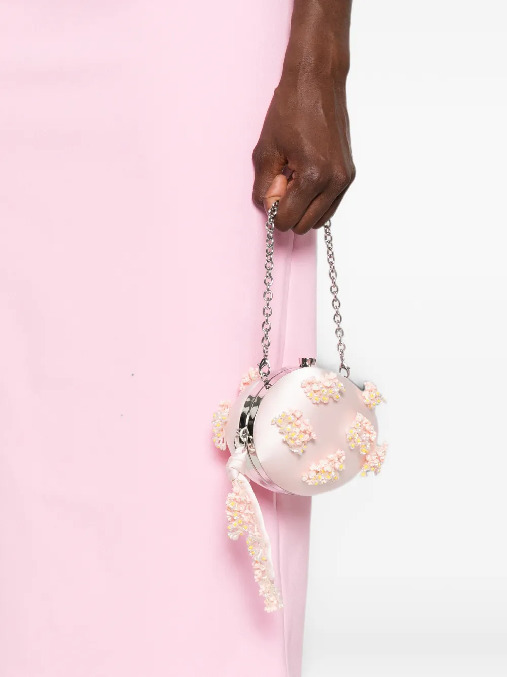 Self-Portrait Floral-embellished Clutch Bag in Pink, view 2