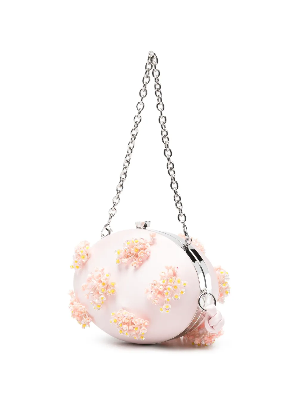 Self-Portrait Floral-embellished Clutch Bag in Pink, view 3