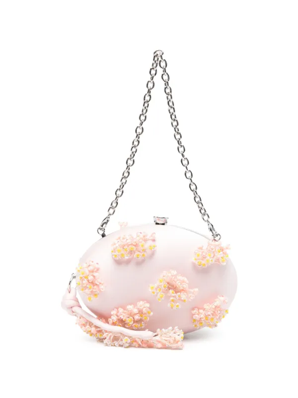 Self-Portrait Floral-embellished Clutch Bag in Pink