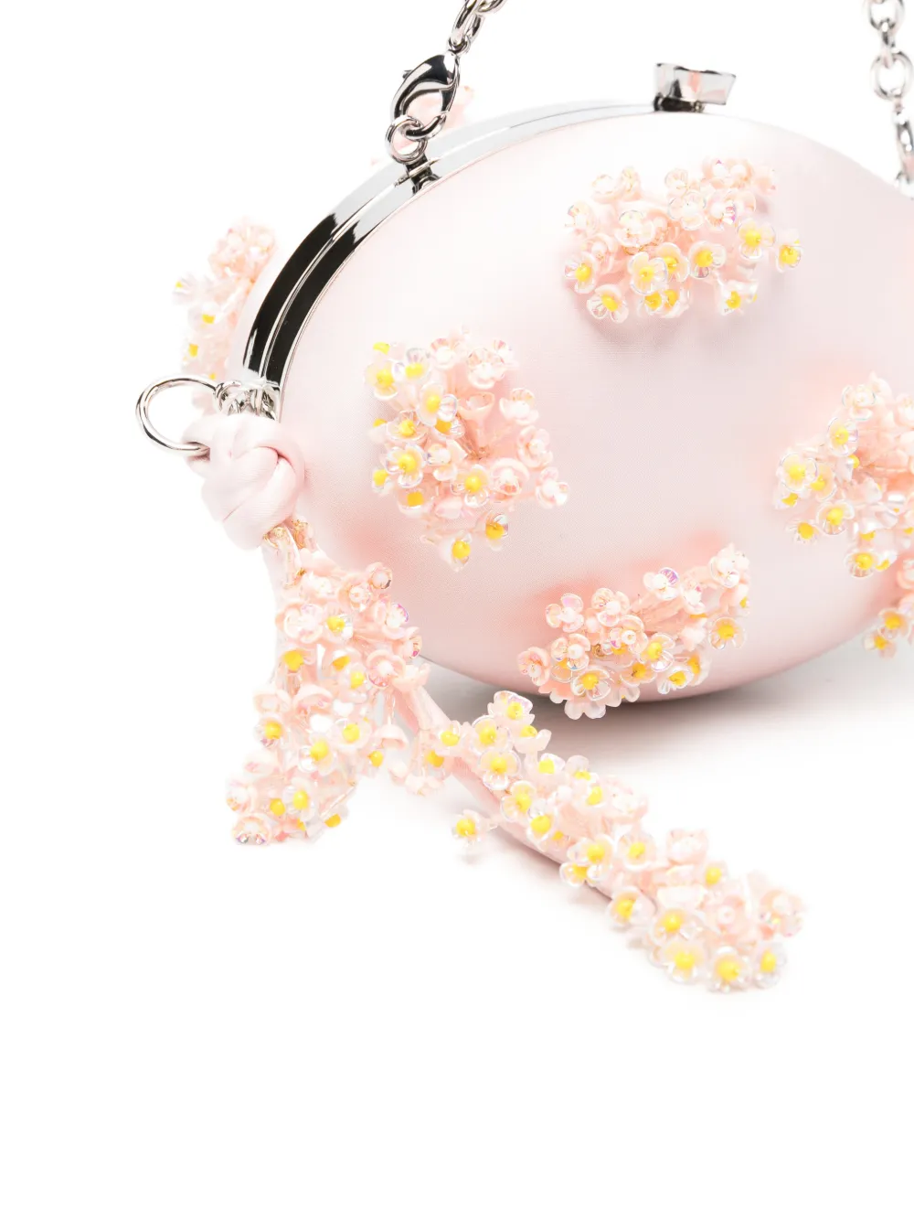 Self-Portrait Floral-embellished Clutch Bag in Pink, view 4