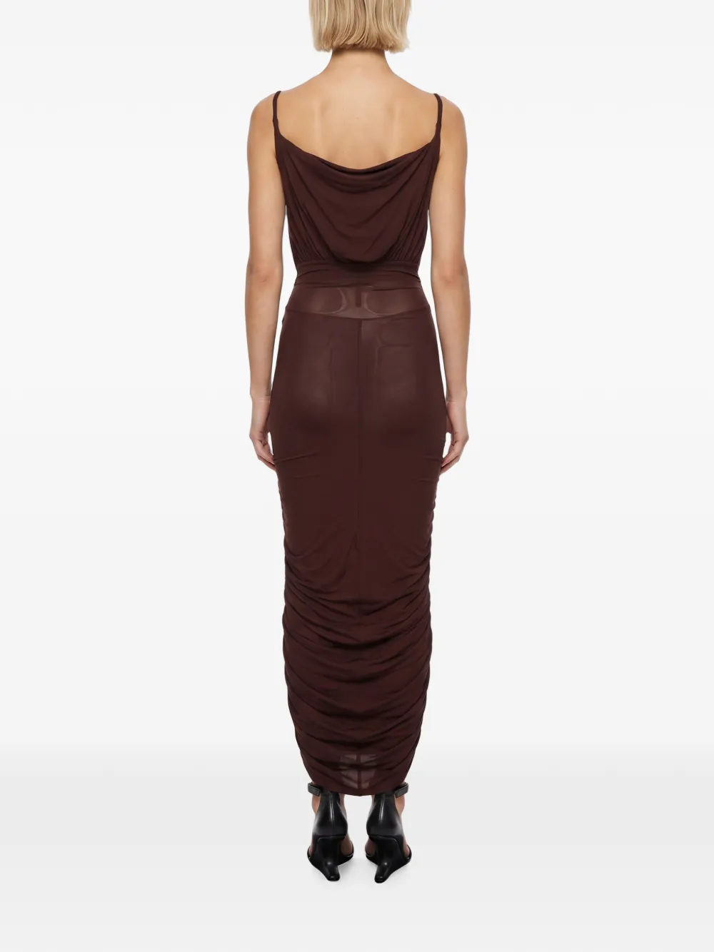 Rick Owens Lilies Nadia maxi-jurk met ruches en diepe hals Rood