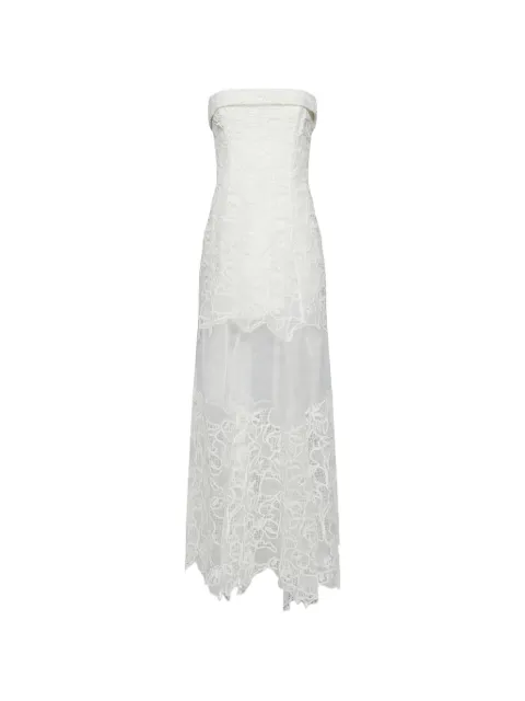 SIMKHAI  Rennis lace-overlay strapless maxi dress