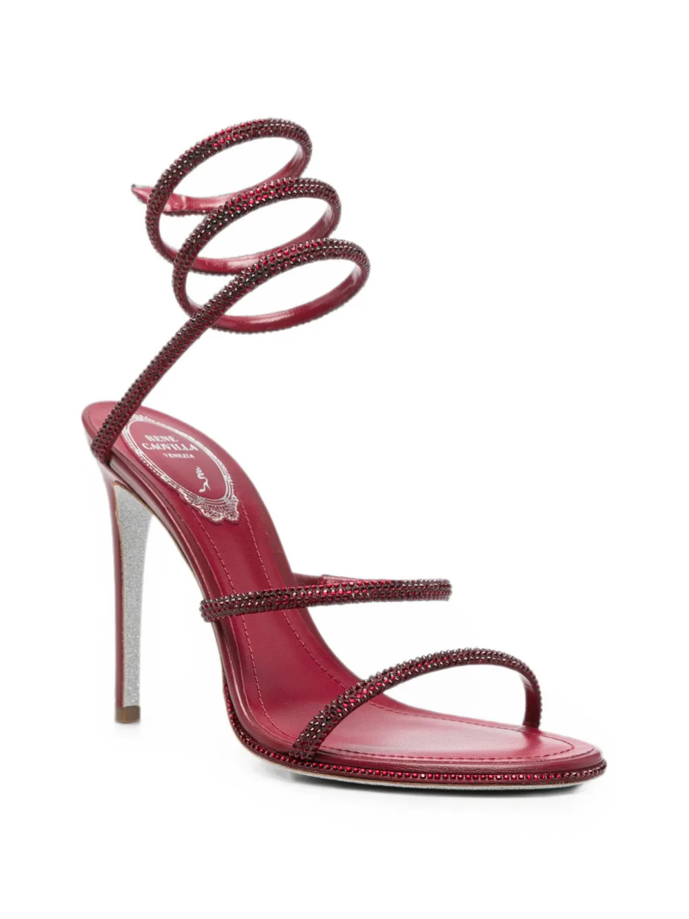 René Caovilla Cleo crystal-embellished sandals Rood