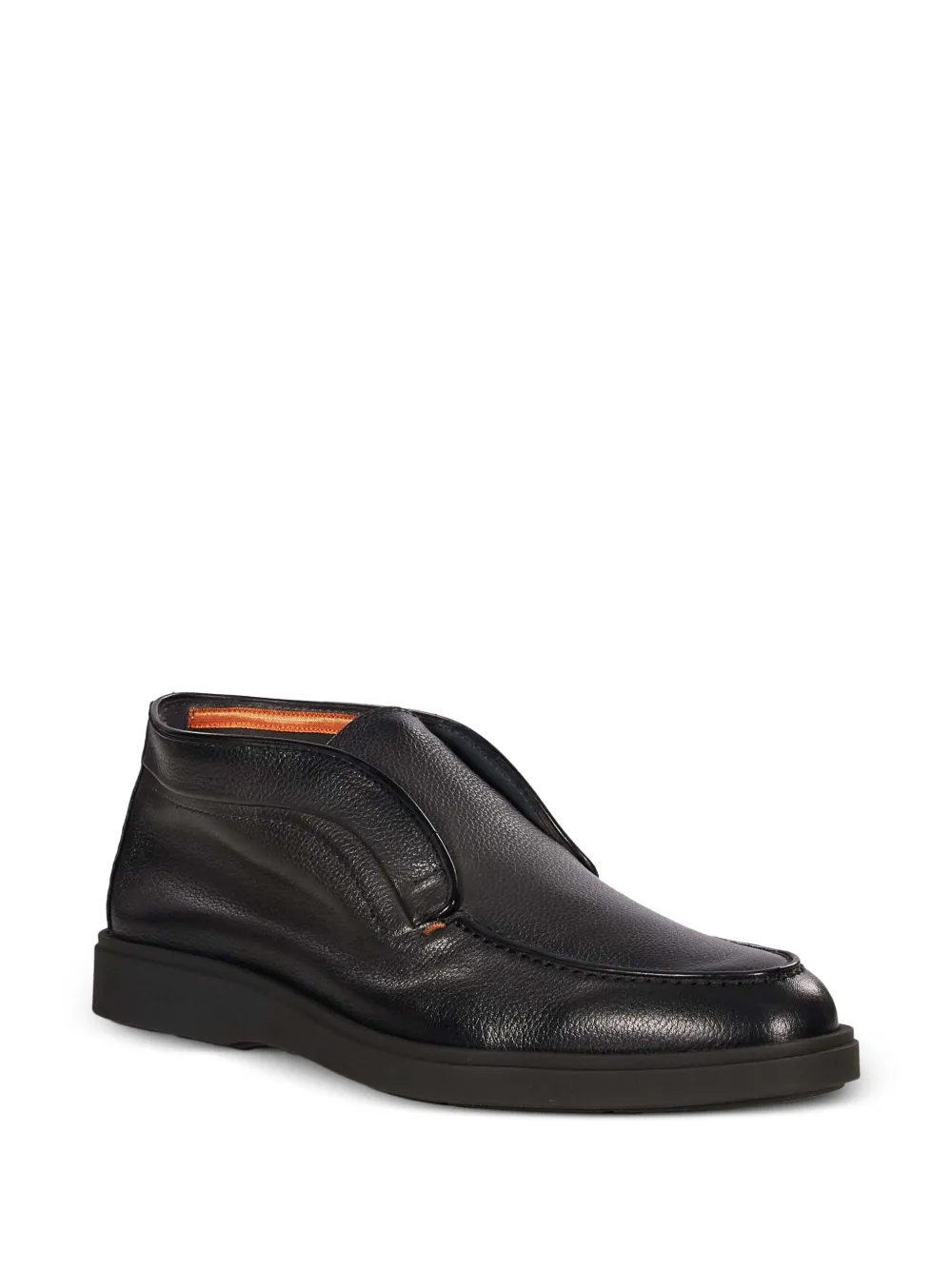 Santoni Ikki grained-leather slip-on loafers Zwart