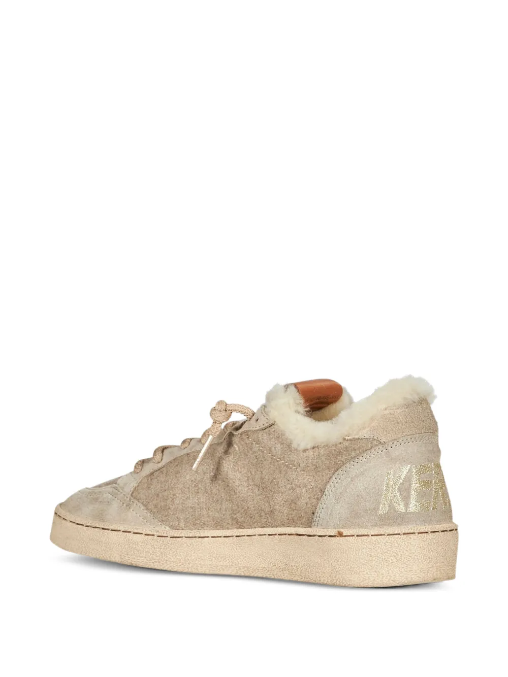 Golden Goose Ball Star wollen sneakers met gouden leren ster en witte lammy voering Beige