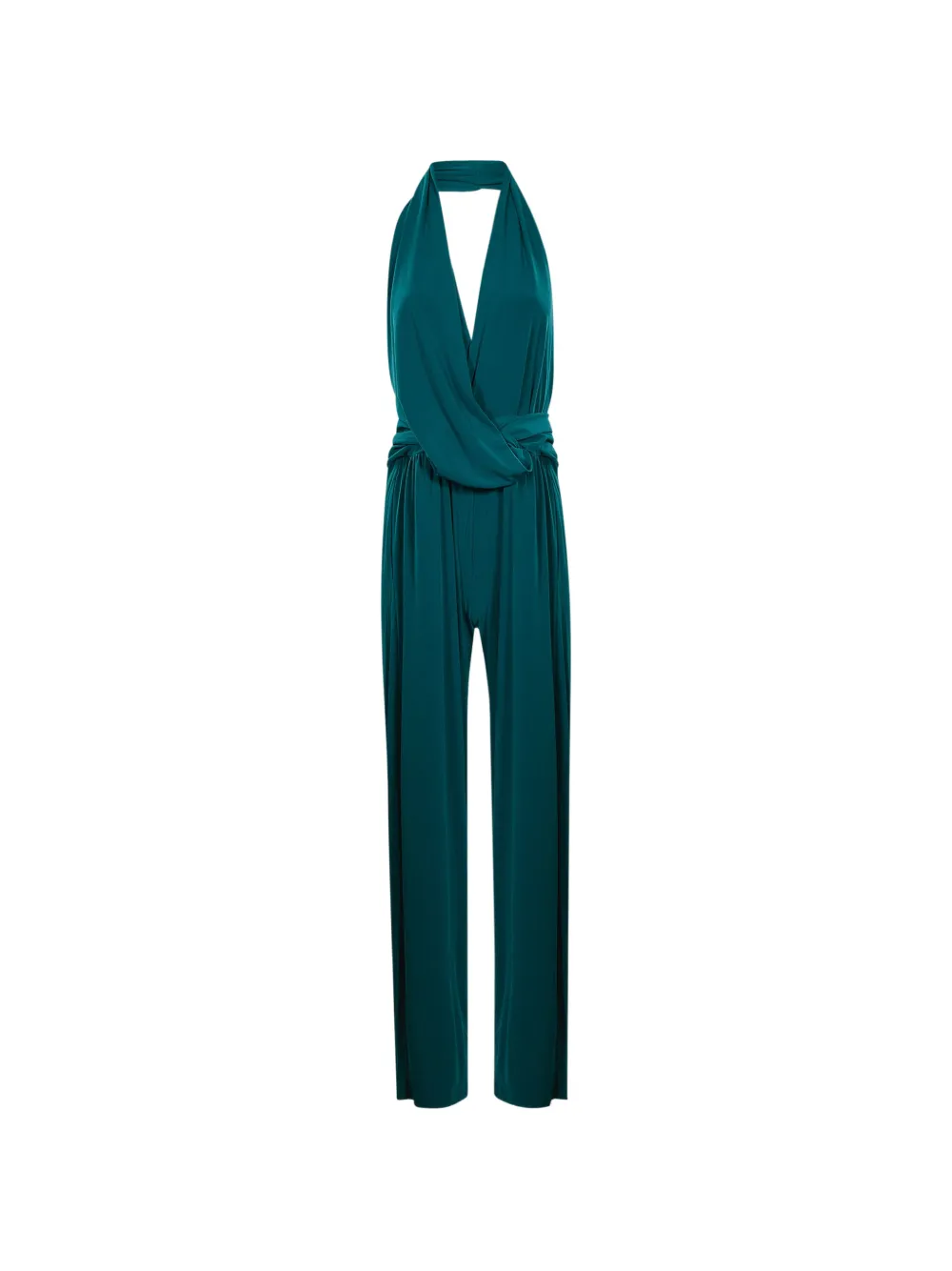 THE ANDAMANE Astra halterneck draped jumpsuit - Verde