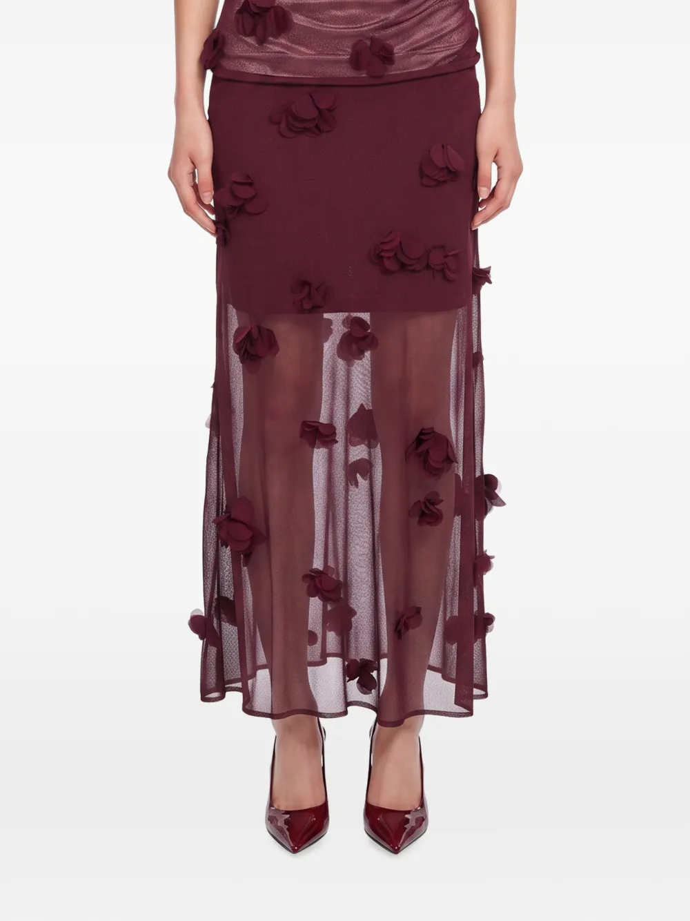 SIMKHAI Cora rok met bloemapplicatie Rood