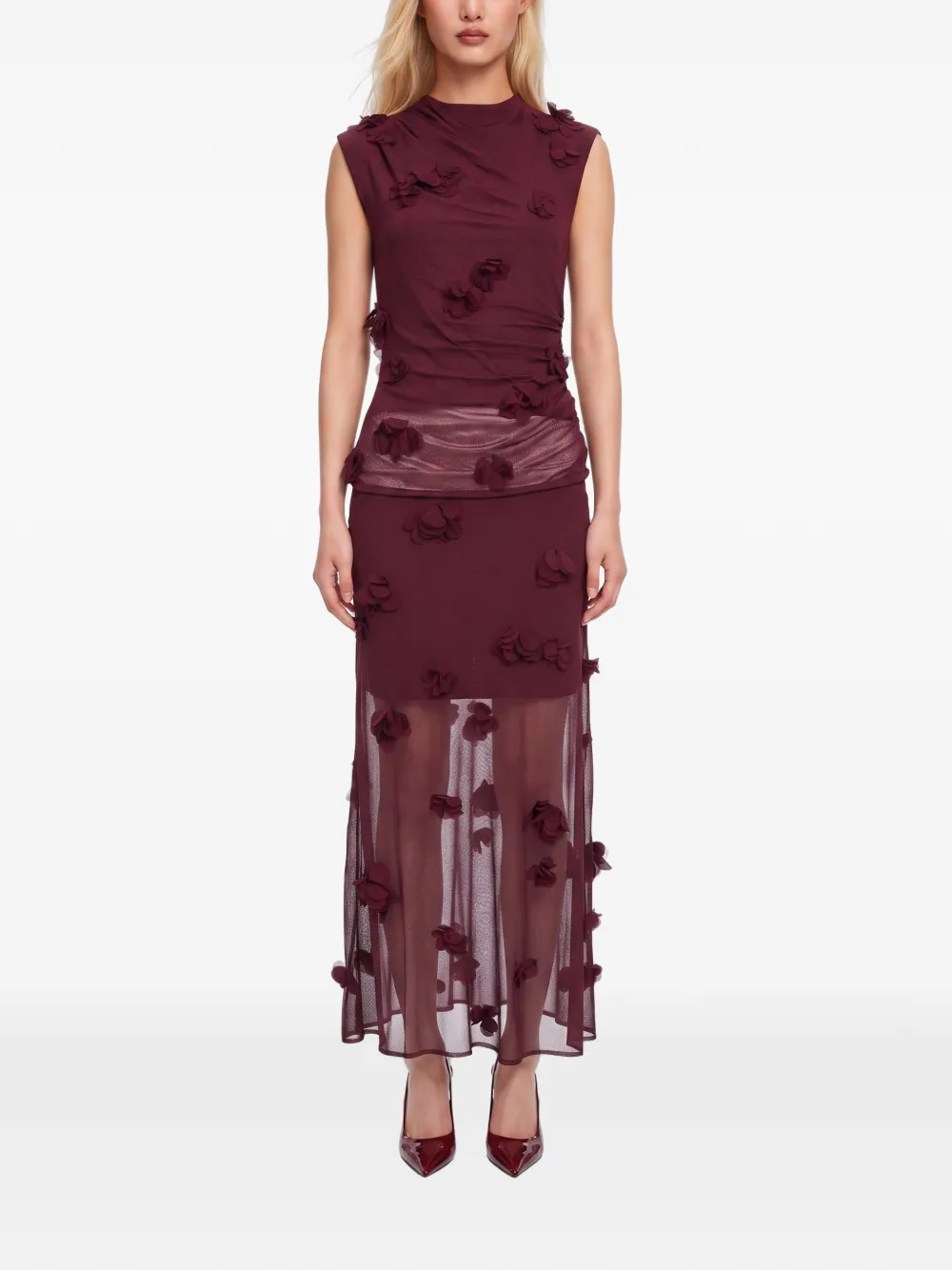 SIMKHAI Cora rok met bloemapplicatie Rood