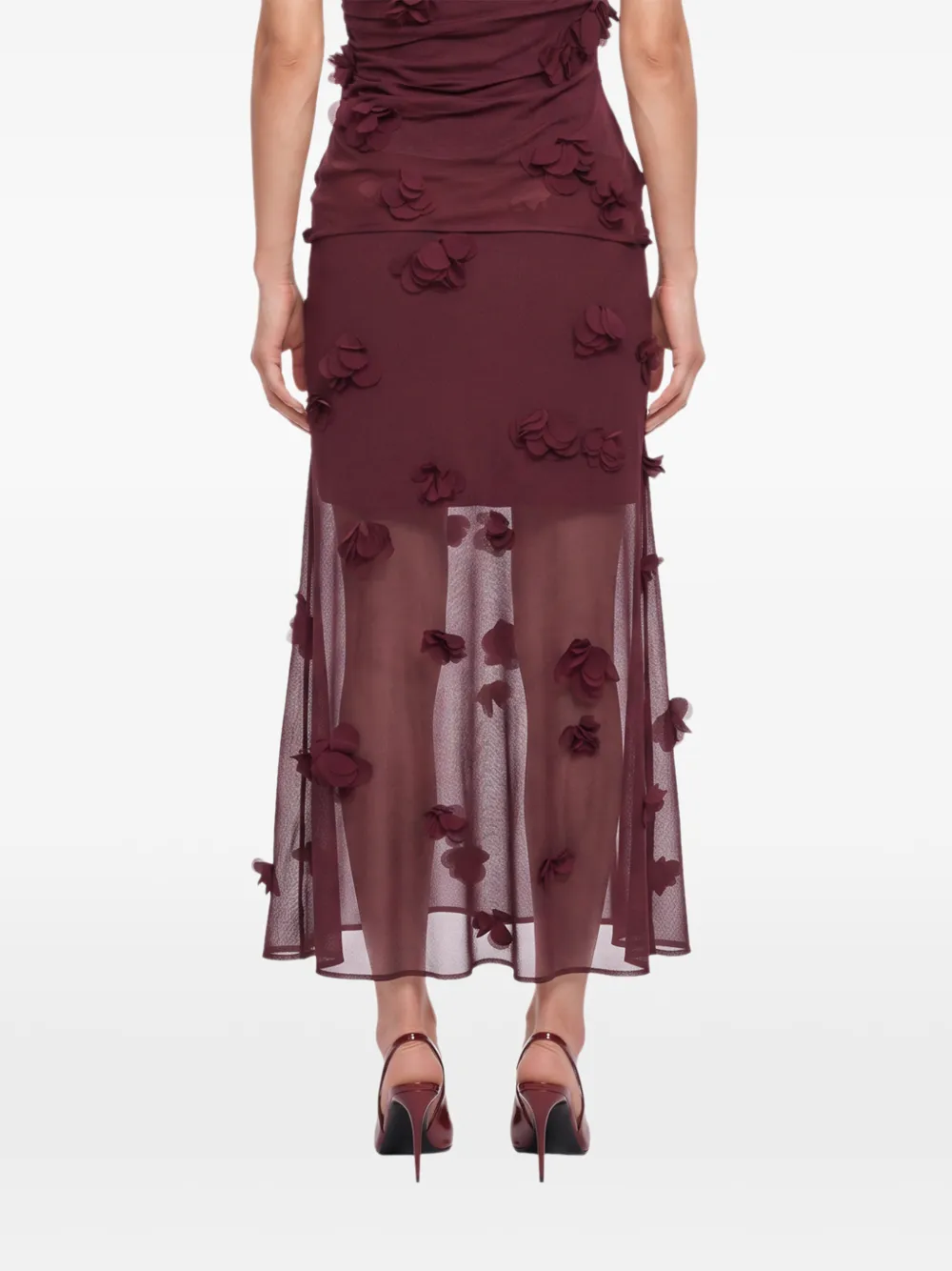 SIMKHAI Cora rok met bloemapplicatie Rood
