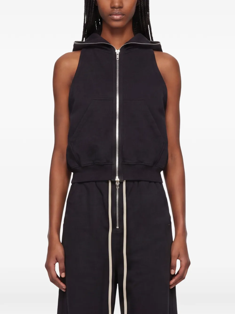 Rick Owens DRKSHDW zip-up sleeveless hoodie Zwart