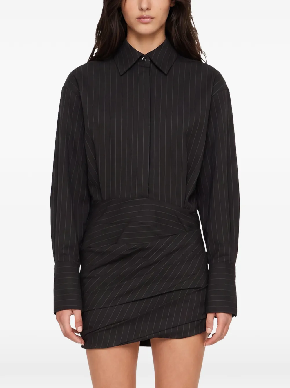 THE ANDAMANE Andrea mini-jurk met krijtstreep Zwart