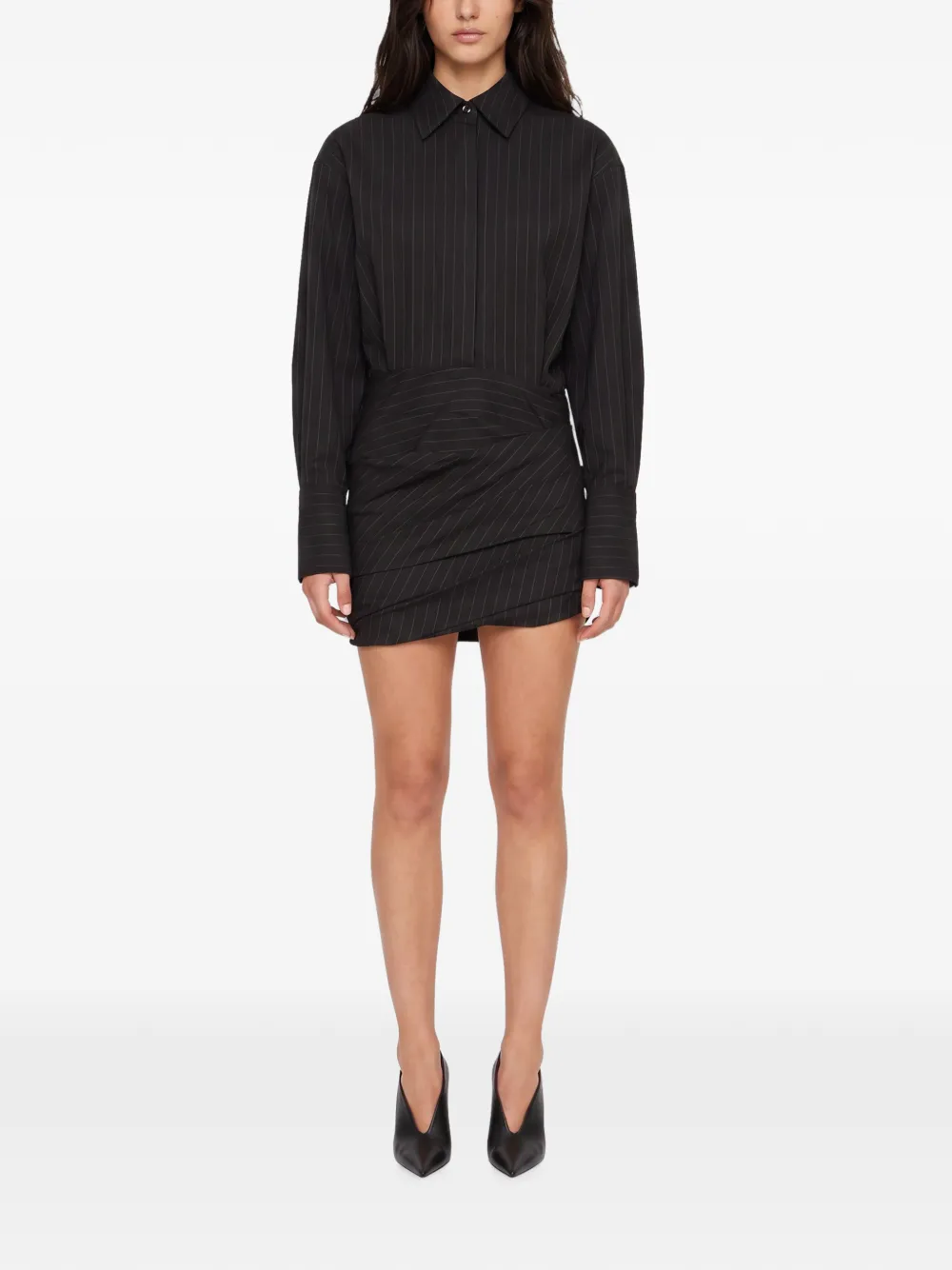 THE ANDAMANE Andrea mini-jurk met krijtstreep Zwart