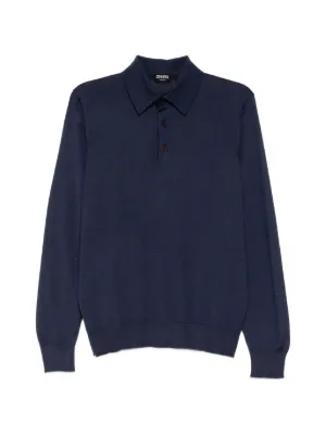 Prada long-sleeve Wool Polo Shirt | Blue | FARFETCH