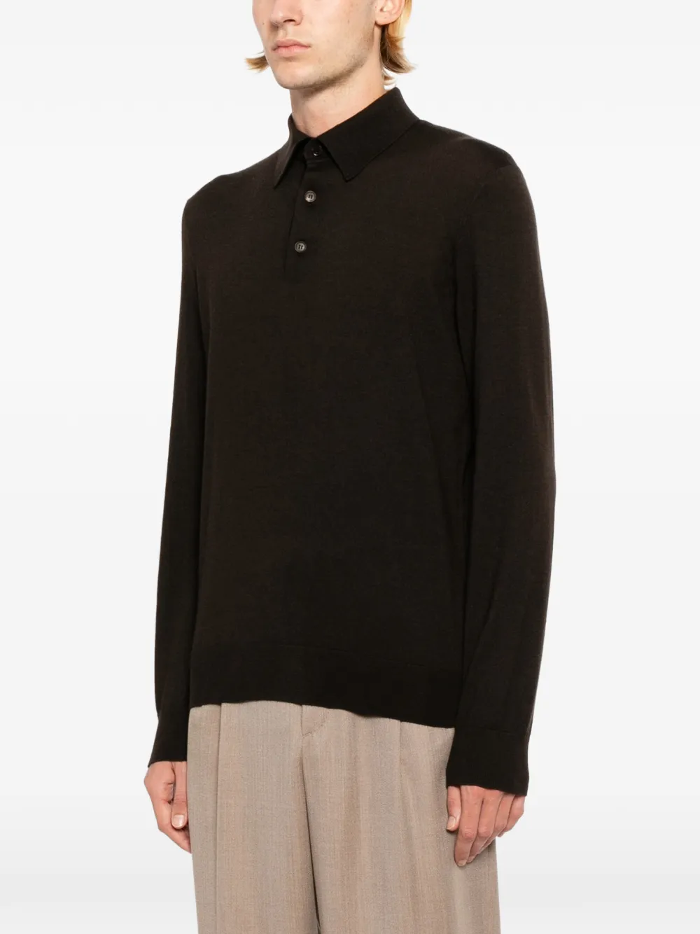 Zegna Poloshirt met lange mouwen Bruin