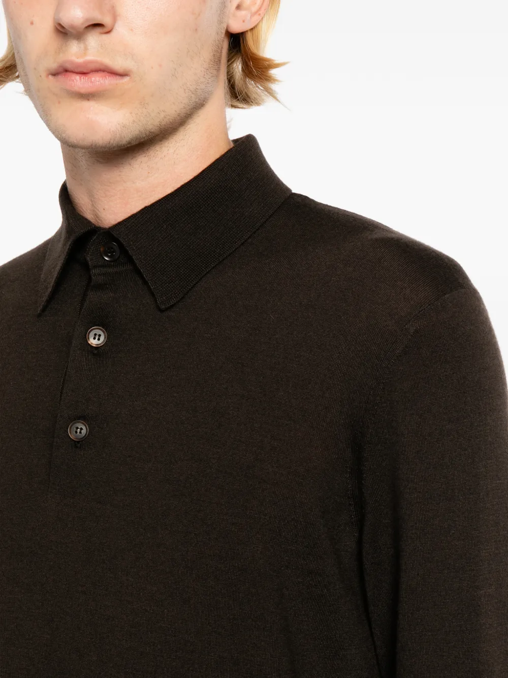 Zegna Poloshirt met lange mouwen Bruin