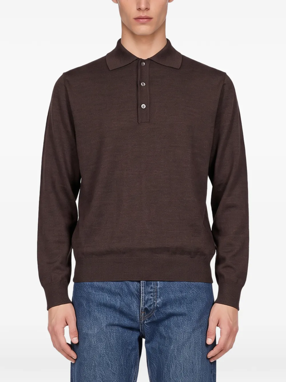 Another Aspect long-sleeve polo shirt Bruin