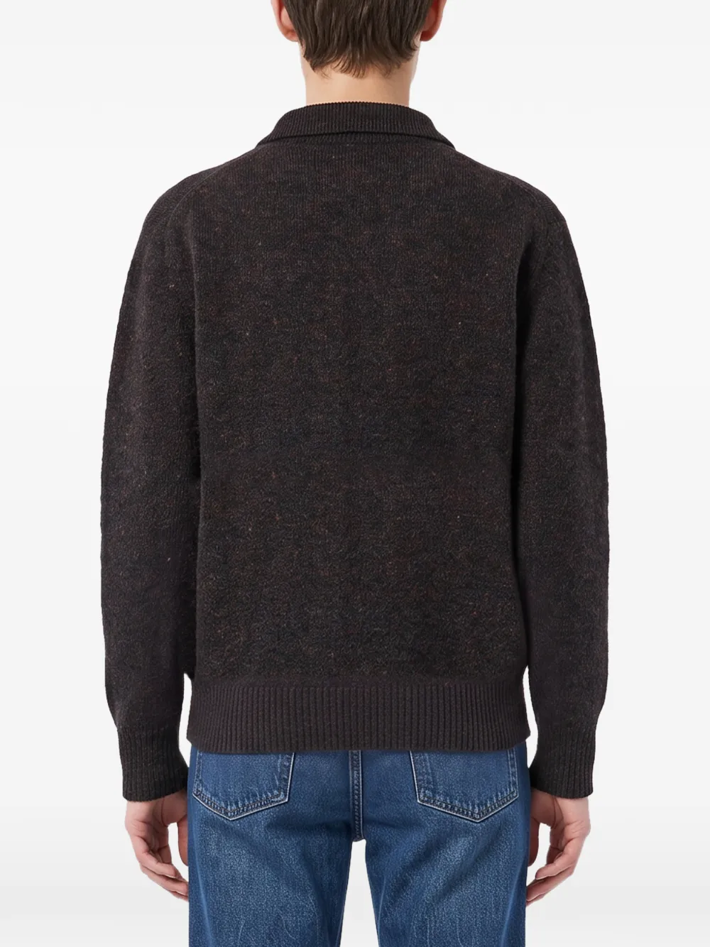 Another Aspect Gebreid poloshirt Bruin