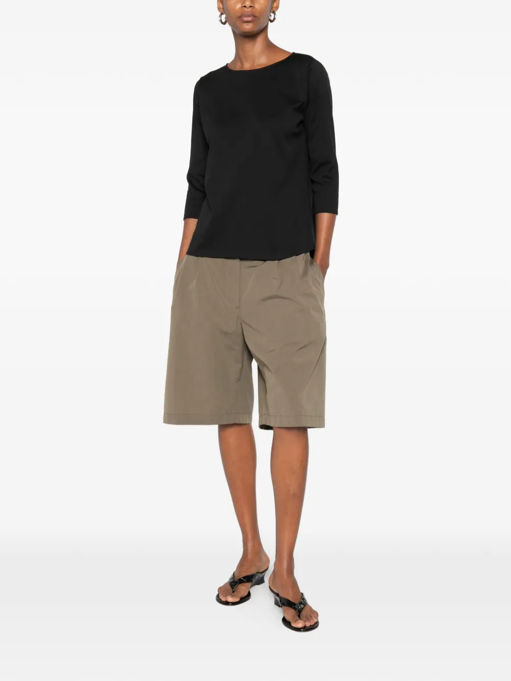 SHIRT C ZERO T-shirt met cropped mouwen Zwart