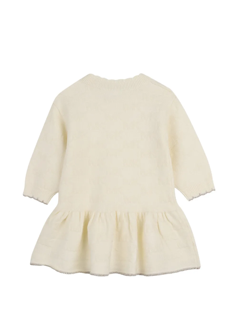Michael Kors Kids Jurk met logo-jacquard en ruches Beige