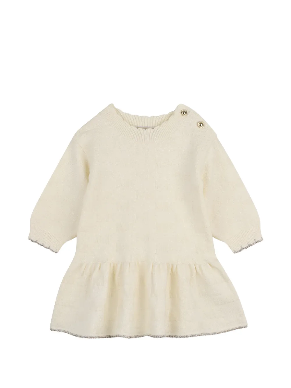 Michael Kors Kids logo-jacquard ruffled dress - Neutrals